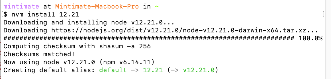 安装12.21的node