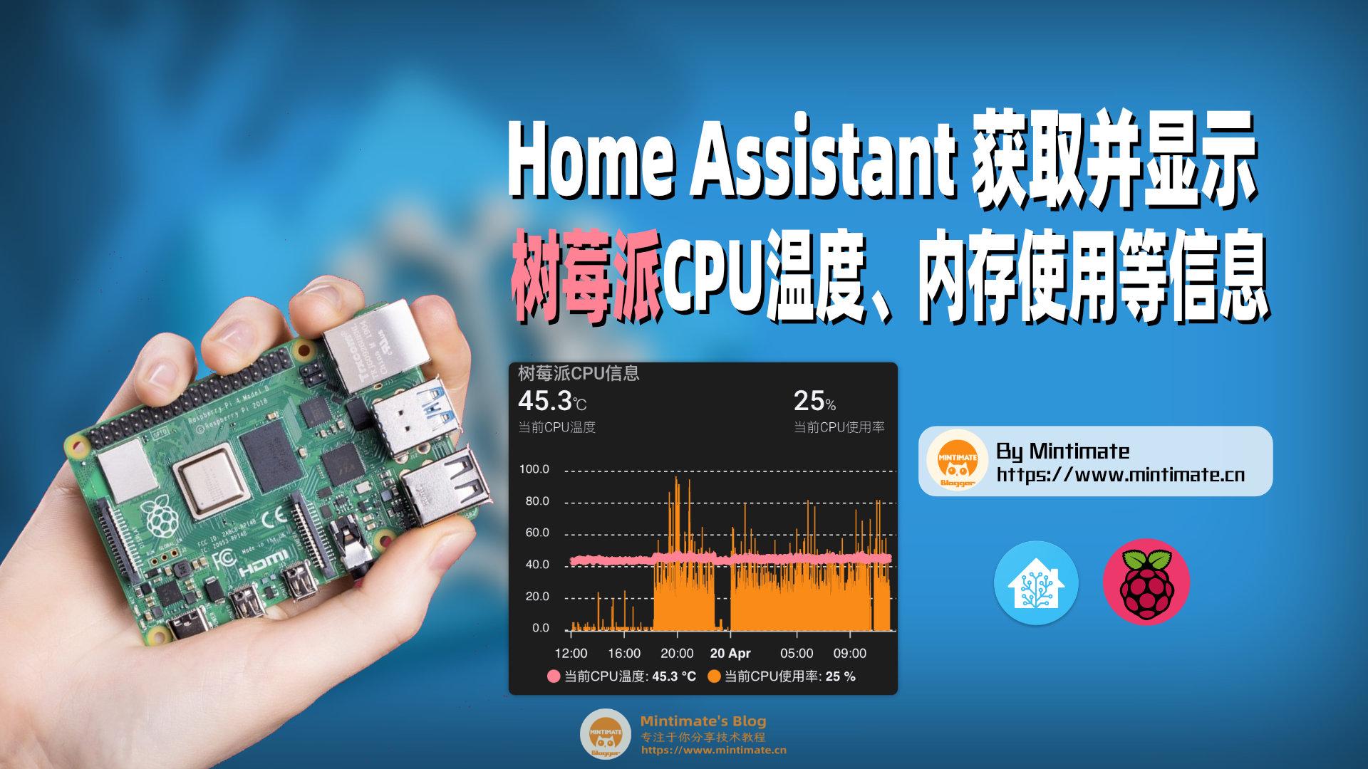 树莓派上Home Assistant 容器使用命令传感器获取并显示CPU温度、内存使用等信息