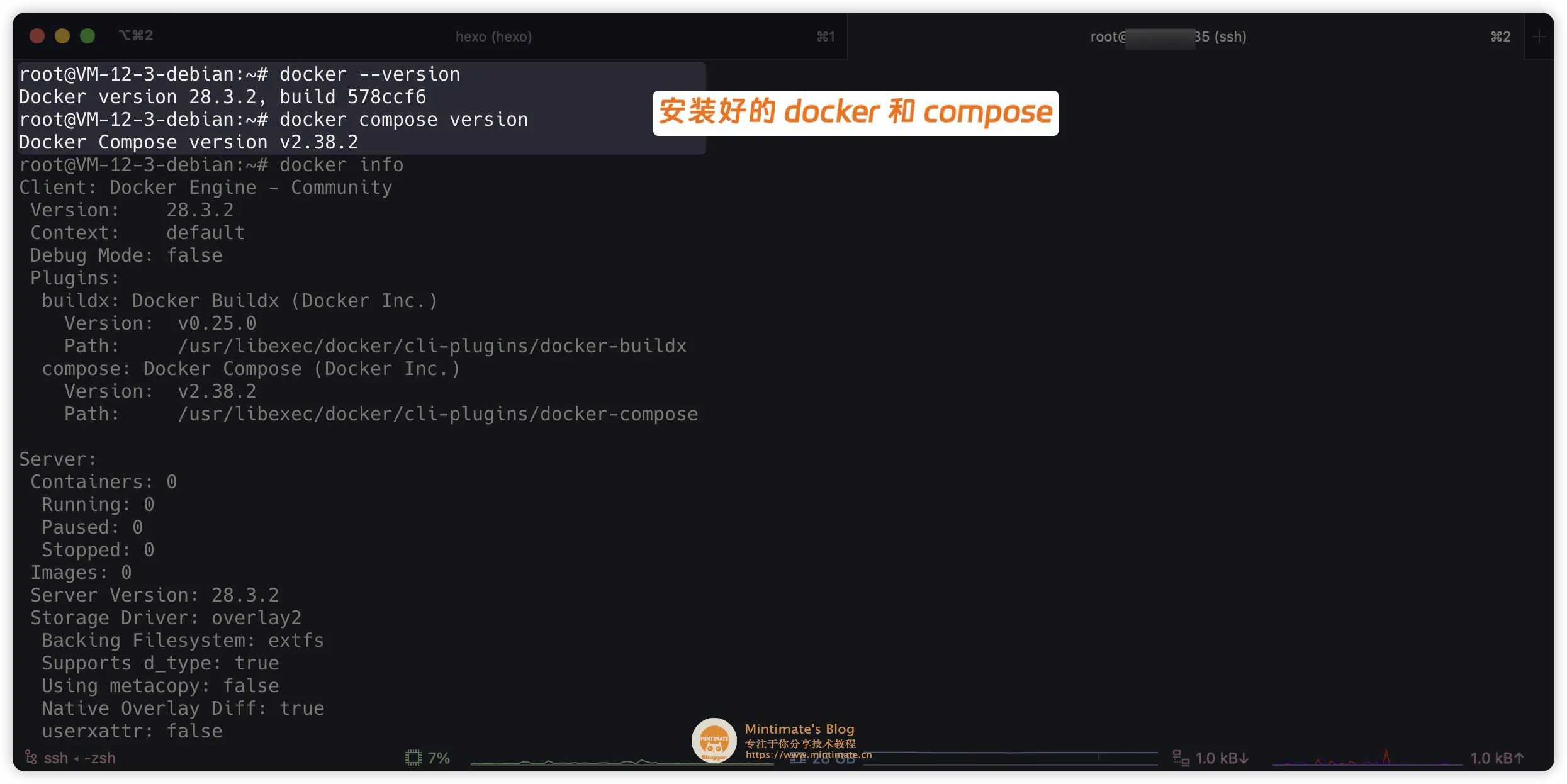 安装 Docker 后的效果